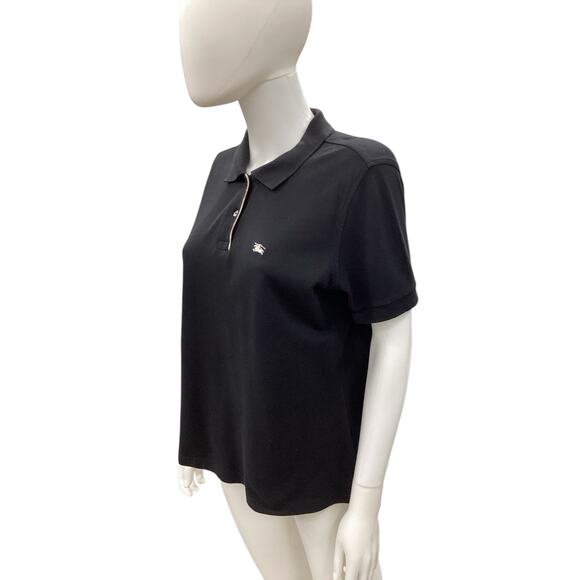 Burberry T-Shirt Women’s Size XL Classic Polo Embroidered Logo 98% Cotton Black - Picture 2 of 5